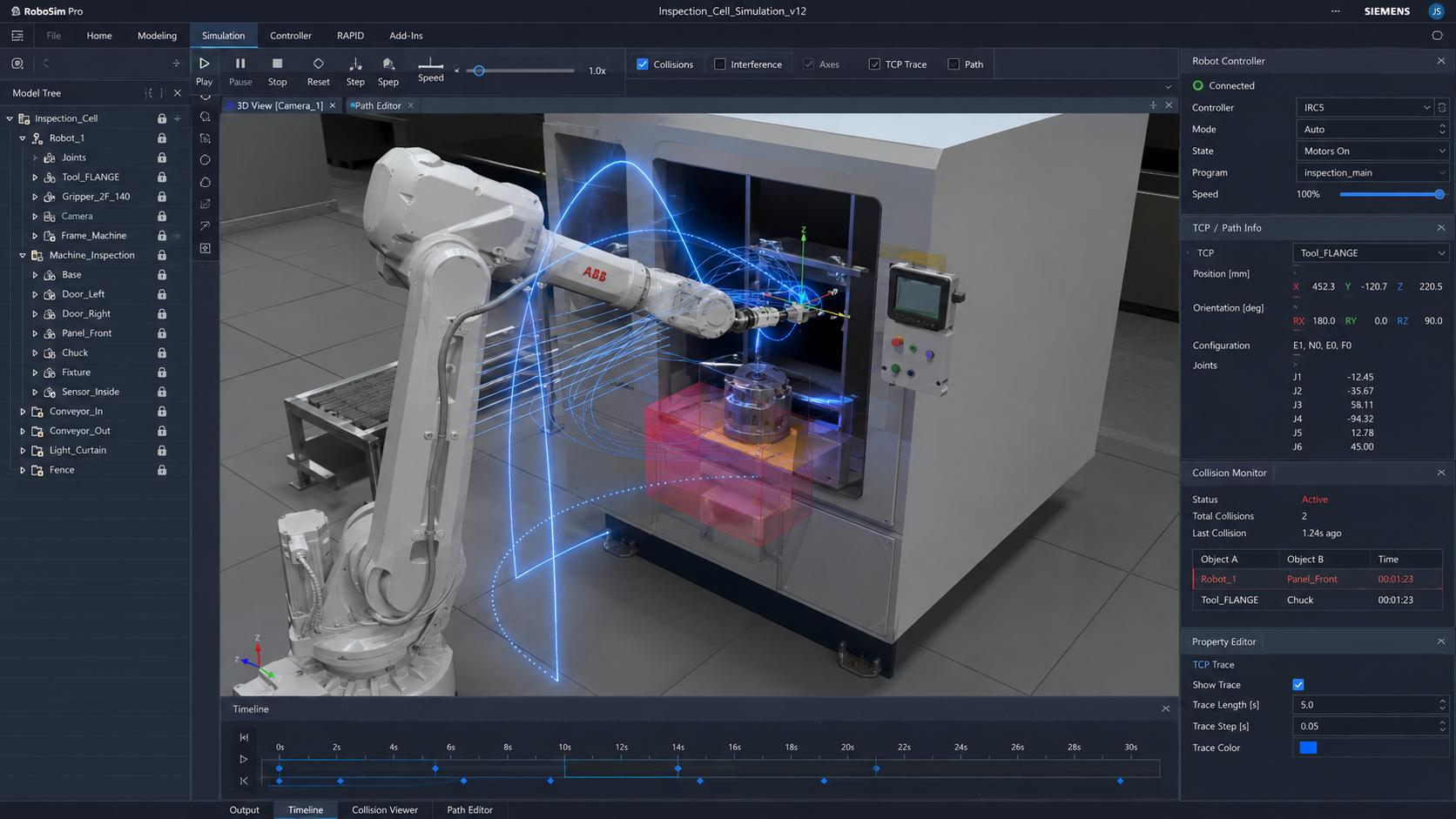 ロボットセルのシミュレーション検証画面